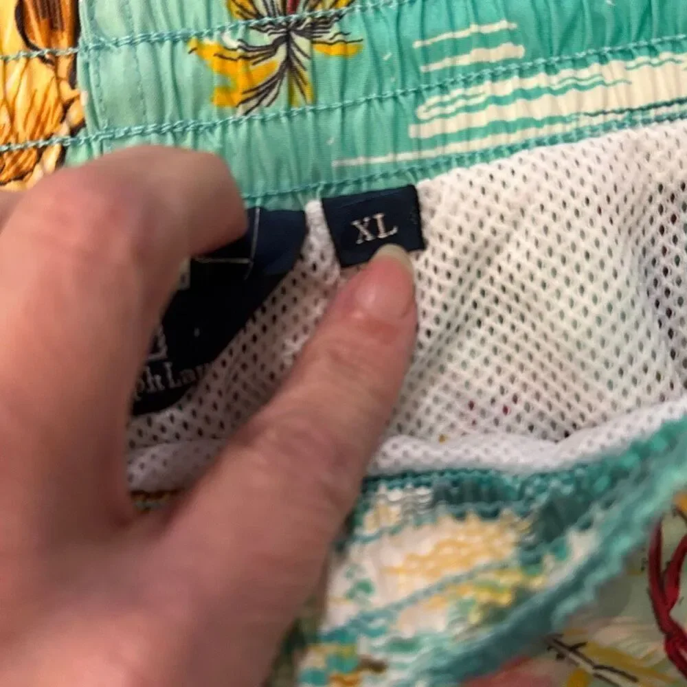 POLO RALPH LAUREN Vintage 90s Tropical Elephant Print Swim Trunks XL